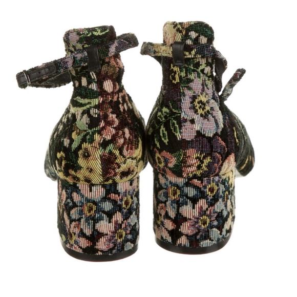 New SANDRO Paris Elise Floral Print Pumps Shoes Size 40 Black with straps - Picture 5 of 12